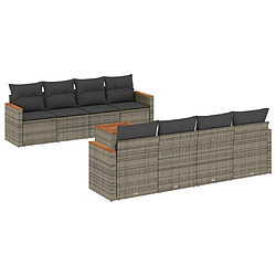 Maison Chic Ensemble Tables et chaises d'extérieur 9 pcs avec coussins,Salon de jardin gris résine tressée -GKD520774