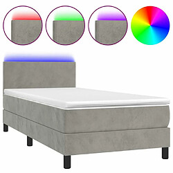 Maison Chic Lit adulte- Lit + matelas,Sommier à lattes de lit avec matelas et LED Gris clair 80x200cm -GKD49486