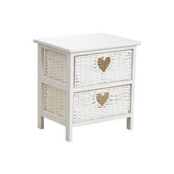 Aubry Gaspard Commode blanche 2 tiroirs avec coeurs.