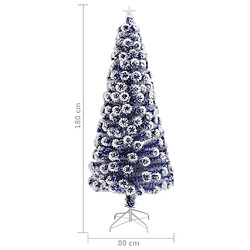 vidaXL Arbre de Noël artificiel pré-éclairé blanc/bleu fibre optique pas cher