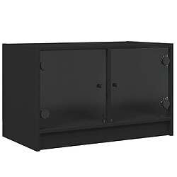 vidaXL Meuble TV avec portes en verre noir 68x37x42 cm