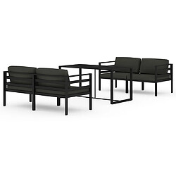 vidaXL Salon de jardin 5 pcs avec coussins Aluminium Anthracite