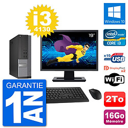 PC Dell 7020 SFF Ecran 19" Intel i3-4130 RAM 16Go Disque Dur 2To Windows 10 Wifi - Occasion