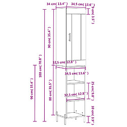 vidaXL Buffet haut Blanc 34,5x34x180 cm Bois d'ingénierie pas cher