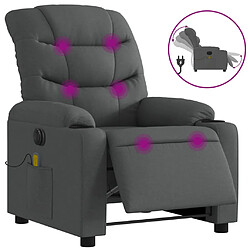 vidaXL Fauteuil inclinable de massage électrique gris foncé tissu