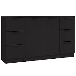 vidaXL Buffets 3 pcs noir bois d'ingénierie