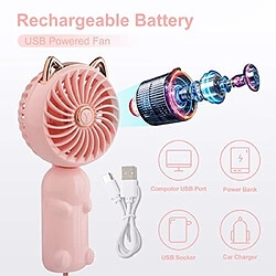 Avis Ventilateur Portatif, Mini Ventilateur USB avec Batterie Rechargeable et 3 Vitesses, Petit Ventilateur Électrique Personnel Mignon pour les Voyages en Plein Air Filles/Femmes/Enfants, à la Main