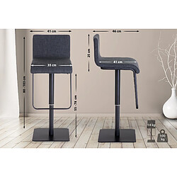 Decoshop26 Tabouret de bar x1 chaise haute siège pivotant en tissu gris foncé support en acier inoxydable 10_0005158