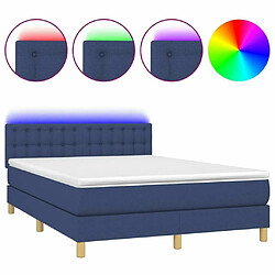 Sommier à lattes LED,Cadre à lattes de lit avec matelas pour Adulte Bleu 140x190 cm Tissu -MN46457