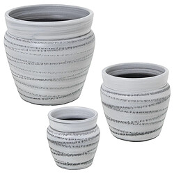 Set de pots de fleurs Alexandra House Living Gris Céramique Rayures (3 Pièces)