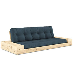 Inside 75 Canapé lit futon BASE bleu pétrole couchage 130cm dossiers et accoudoirs coffres