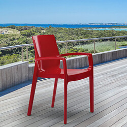 Chaise polypropylène empilable avec accoudoirs salle à manger Cream Grand Soleil, Couleur: Rouge