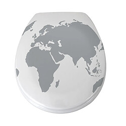 MSV Abattant Wc Thermo Dur WORLD Gris & Blanc - Charnières PS