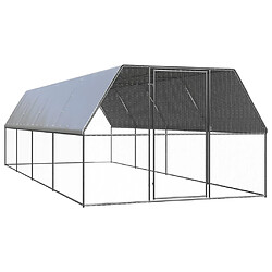 vidaXL Poulailler d'extérieur 3x8x2 m Acier galvanisé