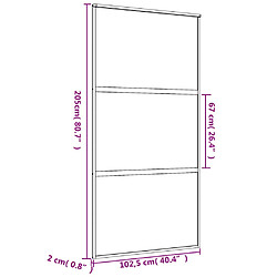 vidaXL Porte coulissante doré 102,5x205cm verre ESG clair et aluminium pas cher