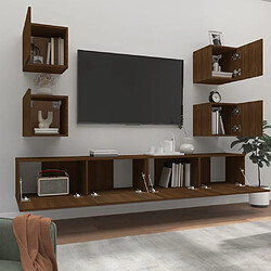 Avis Maison Chic Ensemble de meubles TV 6 pcs | Banc TV Moderne pour salon | Meuble de Rangement - Chêne marron Bois d'ingénierie -MN34436