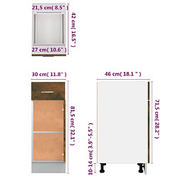 vidaXL Armoire de plancher à tiroir Chêne fumé 30x46x81,5 cm pas cher