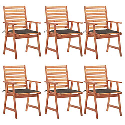 vidaXL Chaises à manger d'extérieur lot de 6 et coussins Acacia massif