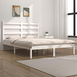 Maison Chic Lit Moderne Chambre - Cadre/structure de lit pour adulte Blanc Bois de pin massif 140x200 cm -MN56948