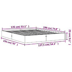 Vidaxl Cadre de lit cire marron 135x190 cm bois de pin massif pas cher