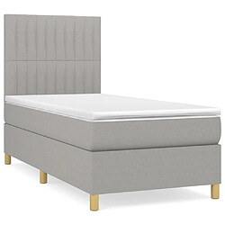 vidaXL Sommier à lattes de lit avec matelas Gris clair 90x200 cm Tissu