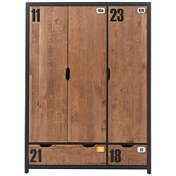 Mes Armoire 3 portes et 2 tiroirs 147,5x55x200 cm marron et noir - BORY