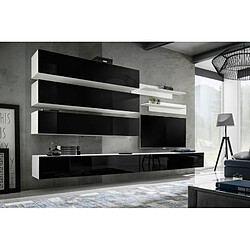 Paris Prix Meuble TV Mural Design Fly IX 320cm Noir & Blanc