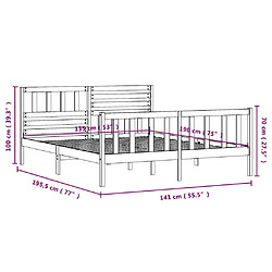 vidaXL Cadre de lit sans matelas noir bois massif pas cher