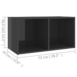 vidaXL Meuble TV gris brillant 72x35x36,5 cm bois d’ingénierie pas cher