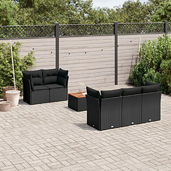 Maison Chic Ensemble Tables et chaises d'extérieur 6pcs avec coussins,Salon de jardin noir résine tressée -GKD756110