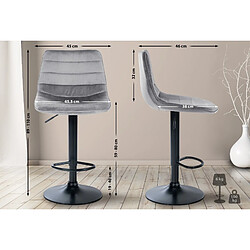 Non Lot de 2 tabourets de bar Lex velours noir