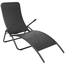 Helloshop26 Transat chaise longue bain de soleil lit de jardin terrasse meuble d'extérieur pliante rotin synthétique noir 02_0012895