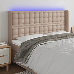 Maison Chic Tête de lit scandinave à LED,meuble de chambre Cappuccino 203x16x118/128 cm Similicuir -MN79470