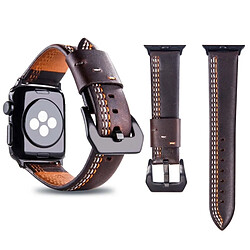 Wewoo Bracelet café pour Apple Watch Series 3 et 2 & 1 38mm Tiga ligne motif PU bande de montre-bracelet en cuir