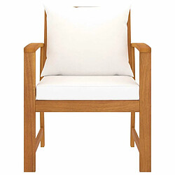 Maison Chic Lot de 2 Chaises de jardin,Fauteuil d'extérieur avec coussin crème Bois d'acacia massif -MN43524