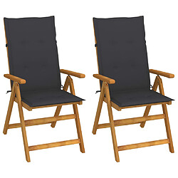 vidaXL Chaises inclinables de jardin lot de 2 et coussins Bois acacia