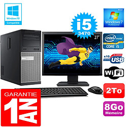 PC Tour DELL 7010 Core I5-3470 Ram 8Go Disque 2 To Wifi W7 Ecran 27" - Occasion