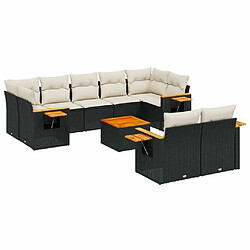 Maison Chic Salon de jardin 10 pcs avec coussins, Ensemble Tables et chaises d'extérieur noir résine tressée -GKD329402