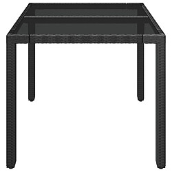 Acheter Maison Chic Table de jardin | Table d'extérieur dessus en verre Noir 90x90x75 cm Résine tressée -GKD26054