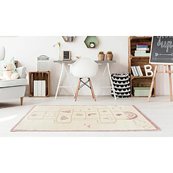 Vente-Unique Tapis enfant marelle - 100 x 150 cm - beige, rose et lurex doré - FUNNY