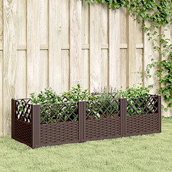 vidaXL Jardinière avec piquets marron 123,5x43,5x43,5 cm PP