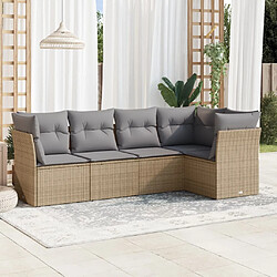 Maison Chic Salon de jardin avec coussins 5 pcs | Ensemble de Table et chaises | Mobilier d'Extérieur beige résine tressée -GKD76488