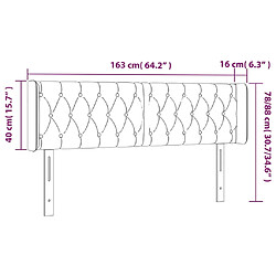 vidaXL Tête de lit avec oreilles Gris foncé 163x16x78/88 cm Tissu pas cher