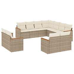 Maison Chic Salon de jardin 11 pcs avec coussins | Ensemble de Table et chaises | Mobilier d'Extérieur beige résine tressée -GKD18068