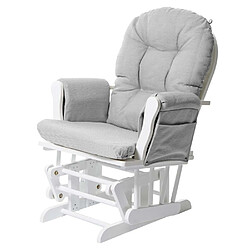 Mendler Fauteuil relax HWC-C76 fauteuil à bascule, rocking-chair, tissu ~ gris clair, monture blanche