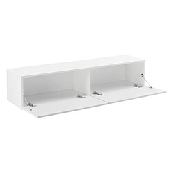 Helloshop26 Étagère murale design meuble support TV stylé avec 2 tiroirs 140 cm blanc 03_0005188