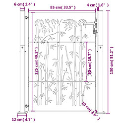 vidaXL Portail de jardin 105x130 cm acier corten design de bambou pas cher