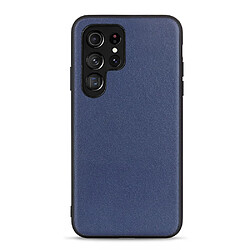 Coque en cuir véritable bleu pour votre Samsung Galaxy S22 Ultra