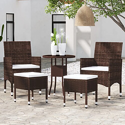 vidaXL Salon de jardin 5 pcs Résine tressée Marron