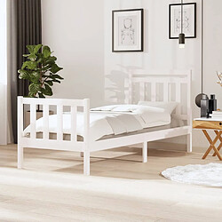 vidaXL Cadre de lit sans matelas blanc bois massif